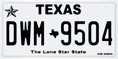 TX license plate DWM9504