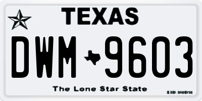 TX license plate DWM9603