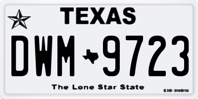TX license plate DWM9723