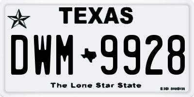TX license plate DWM9928