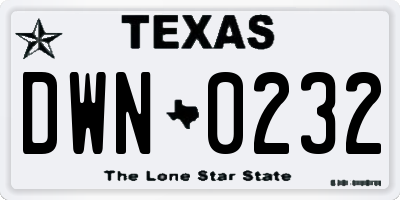 TX license plate DWN0232