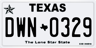 TX license plate DWN0329