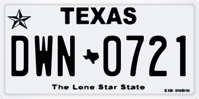 TX license plate DWN0721