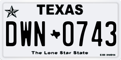 TX license plate DWN0743