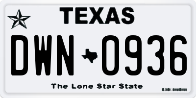 TX license plate DWN0936