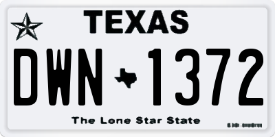 TX license plate DWN1372