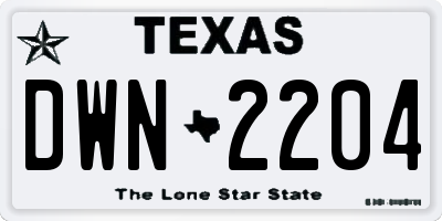 TX license plate DWN2204