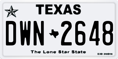 TX license plate DWN2648
