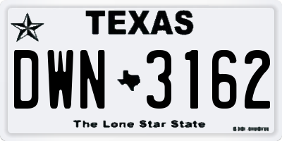 TX license plate DWN3162