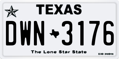 TX license plate DWN3176