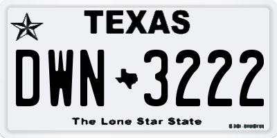 TX license plate DWN3222