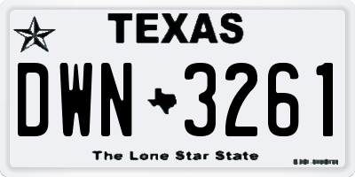 TX license plate DWN3261
