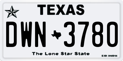TX license plate DWN3780