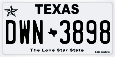 TX license plate DWN3898