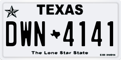TX license plate DWN4141