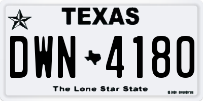 TX license plate DWN4180