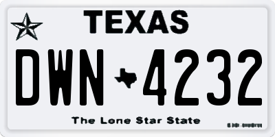 TX license plate DWN4232