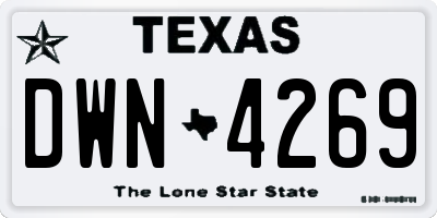 TX license plate DWN4269