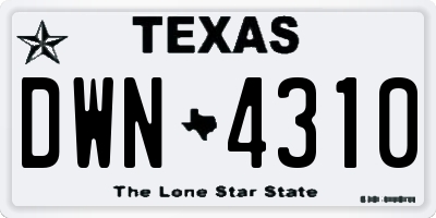 TX license plate DWN4310