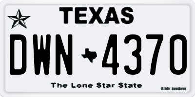 TX license plate DWN4370