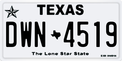 TX license plate DWN4519
