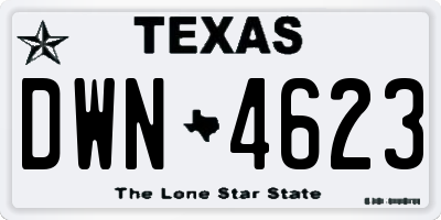 TX license plate DWN4623