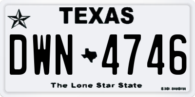 TX license plate DWN4746