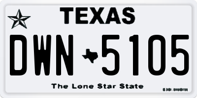 TX license plate DWN5105