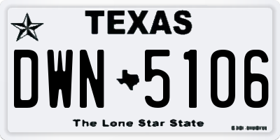 TX license plate DWN5106