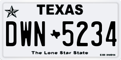 TX license plate DWN5234