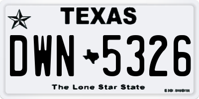TX license plate DWN5326