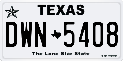 TX license plate DWN5408