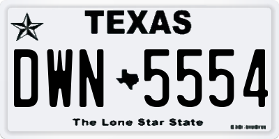 TX license plate DWN5554