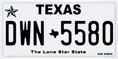 TX license plate DWN5580