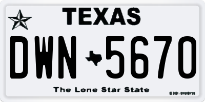 TX license plate DWN5670