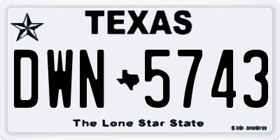 TX license plate DWN5743