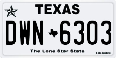 TX license plate DWN6303