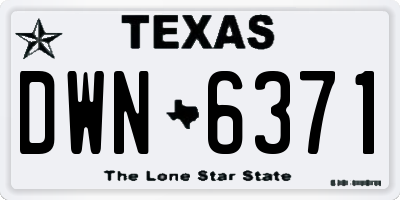 TX license plate DWN6371