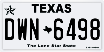 TX license plate DWN6498
