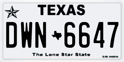 TX license plate DWN6647