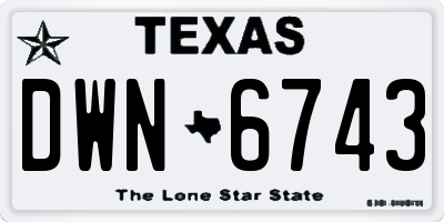TX license plate DWN6743