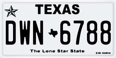 TX license plate DWN6788