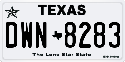 TX license plate DWN8283