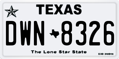 TX license plate DWN8326