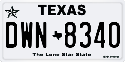 TX license plate DWN8340