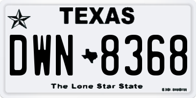 TX license plate DWN8368