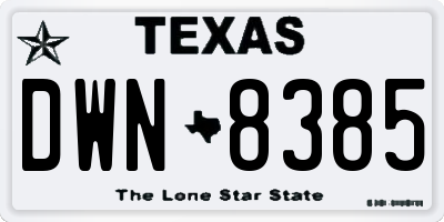 TX license plate DWN8385