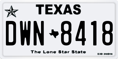 TX license plate DWN8418