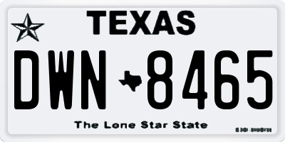 TX license plate DWN8465