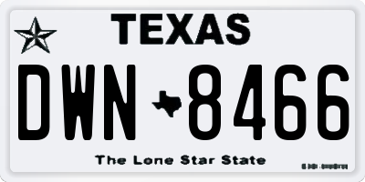 TX license plate DWN8466